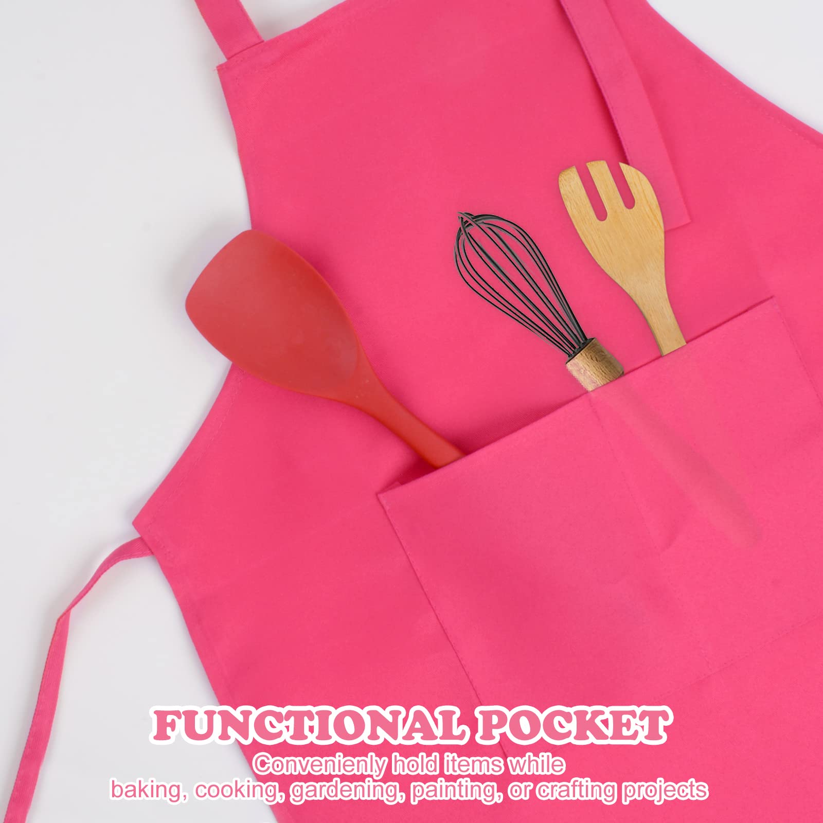 Sinland Kids Apron With Pocket 2 Pack Adjustable Children Chef Apron For Cooking Baking Painting (M: 6-12 Years)