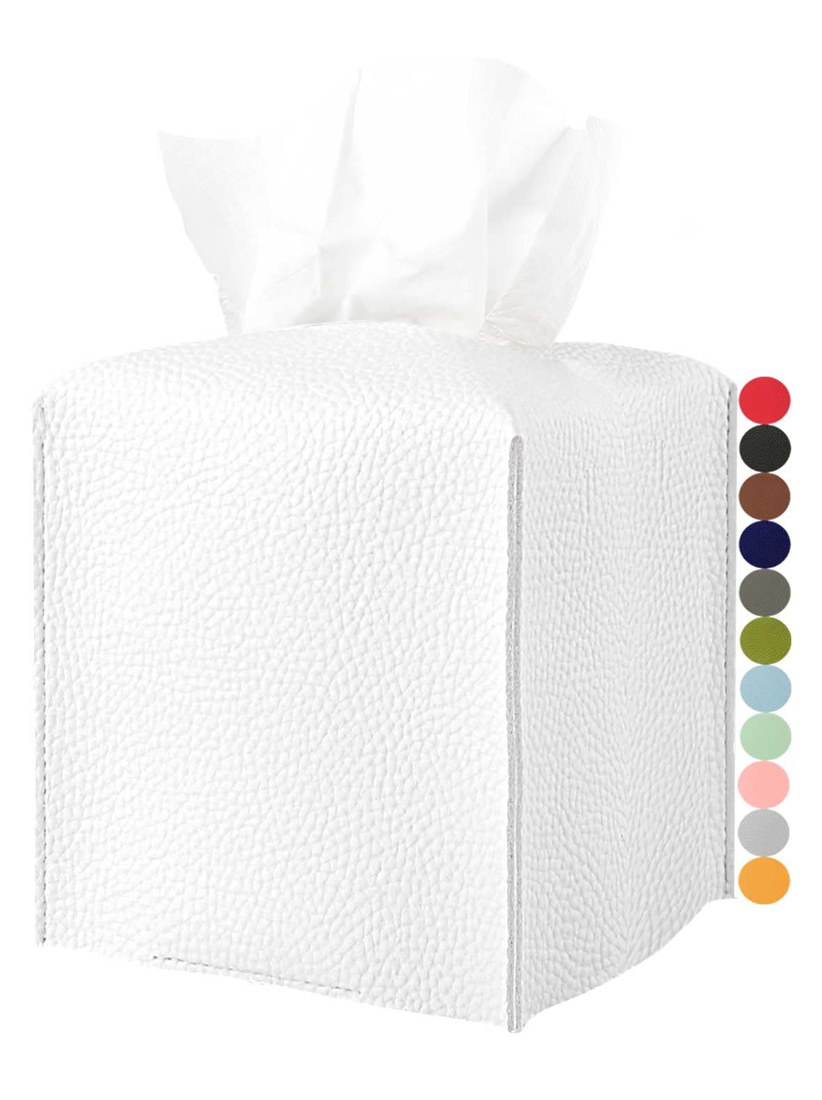 Tissue Holder White Tissue Box Cover - Square Leather Tissue Cover Box With Bottom Belt By Jesmini Decorative Tissue Box Holder