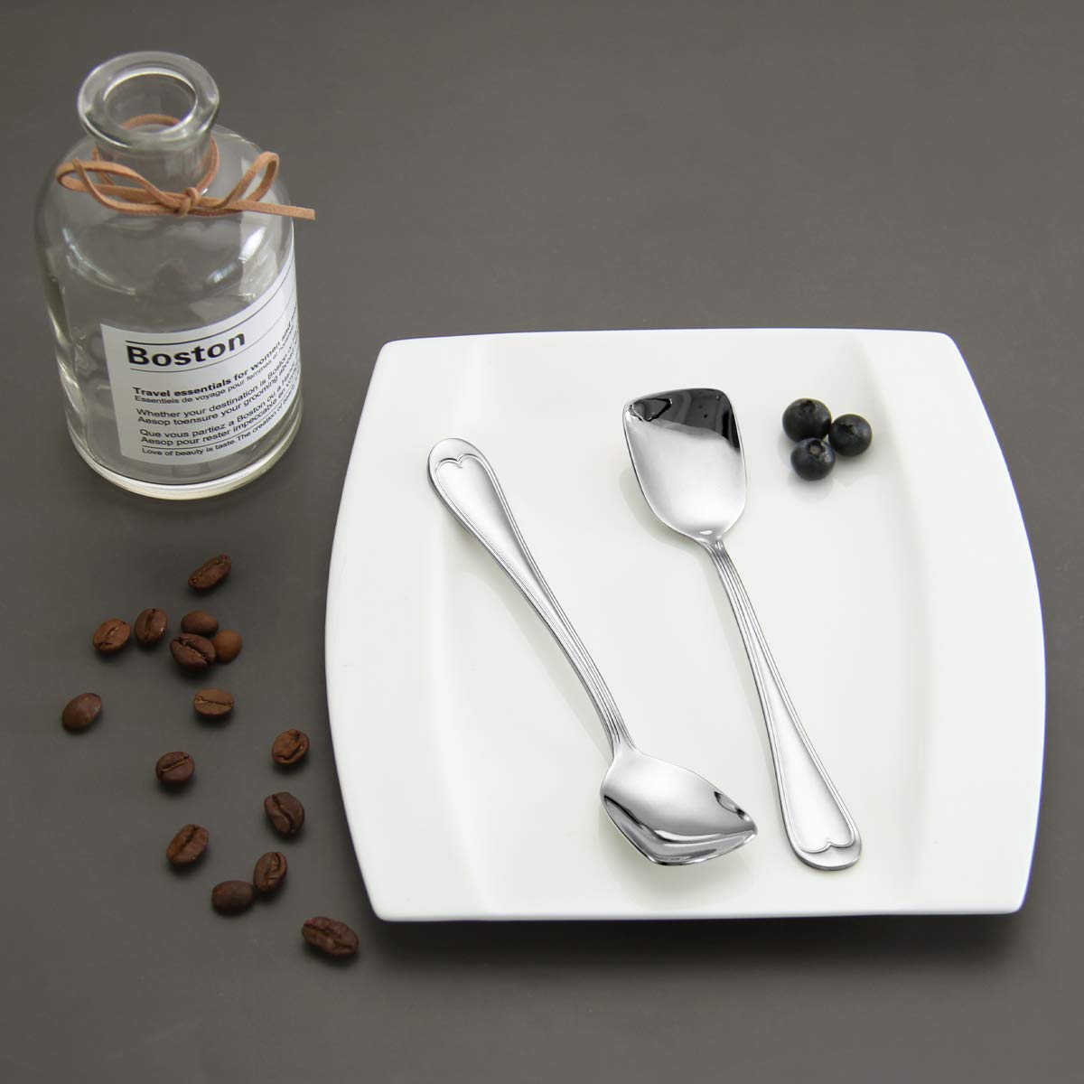 Hissf Ice Cream Spoons 18/10 Stainless Steel Dessert Spoon 4 Pcs, Shovel Spoons, 6.0 Inches, Dishwasher Safe