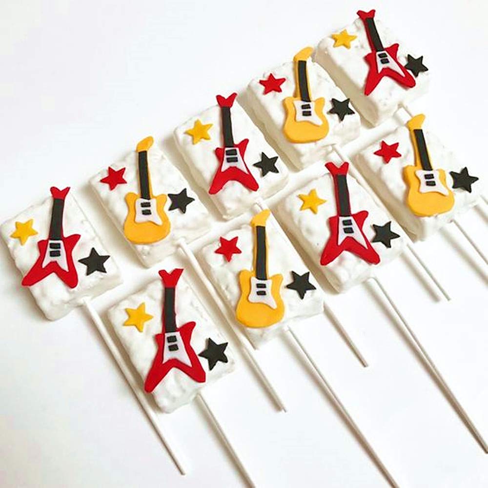 Jevenis 3 Pcs Music Note Fondant Mold Guitar Mold Guitar Cake Toppers Rock Cupcake Topper For Kids Birthday Musician Party Baby