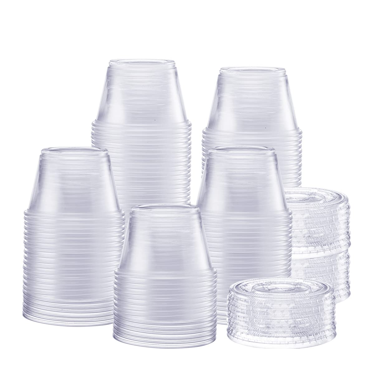 Comfy Package [200 Sets - 4 Oz.] Plastic Disposable Portion Cups With Lids, Souffle Cups, Jello Cups