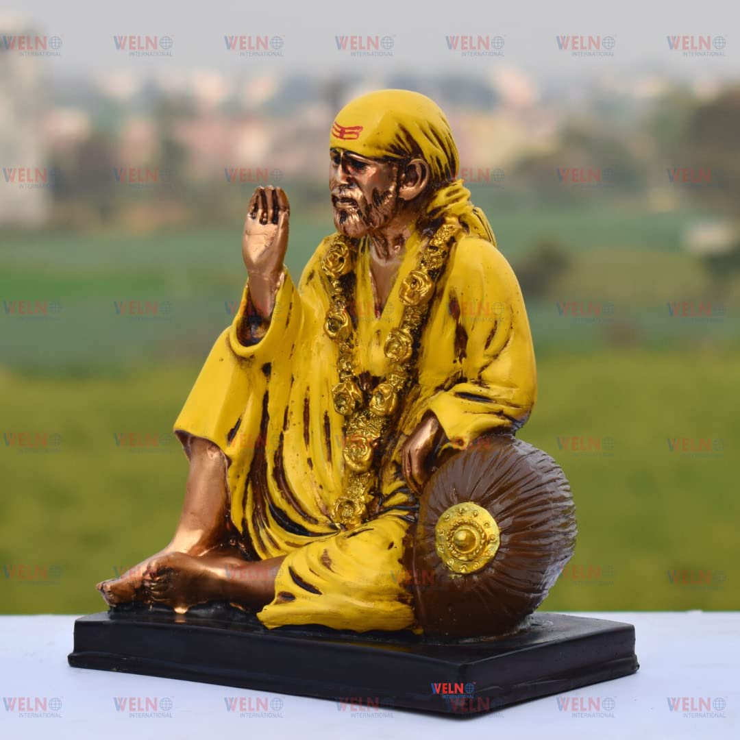 WELNO Sai Baba Idol Gifts Ashirwad Murti for Office Decor/Used in Pooja/Mandir