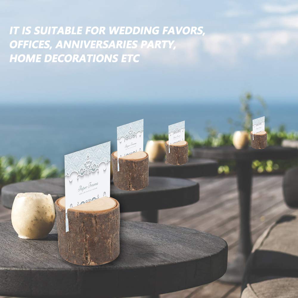 Place Card Holders  20 Pcs Place Rustic Wooden Card Holders Table Number Stands for Name Tags Food Markers Party Wedding Table Name Card Holder Memo Photo Holder Card and 30 Pcs Kraft