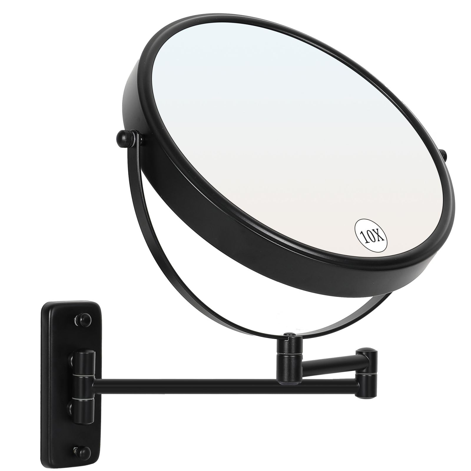 Large Size 9-In Wall Mounted Magnifying Makeup Mirror 1X/10X Magnification,Extendable Bathroom Mirrors Wall Mount Vanity Mirror