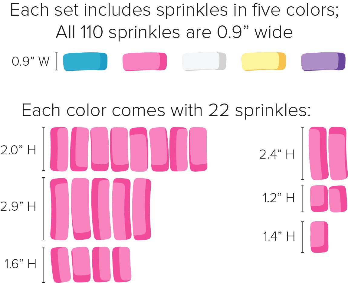Sunny Decals Mini Sprinkles Or Confetti Wall Decal - Set Of 110 Removable Fabric Wall Stickers