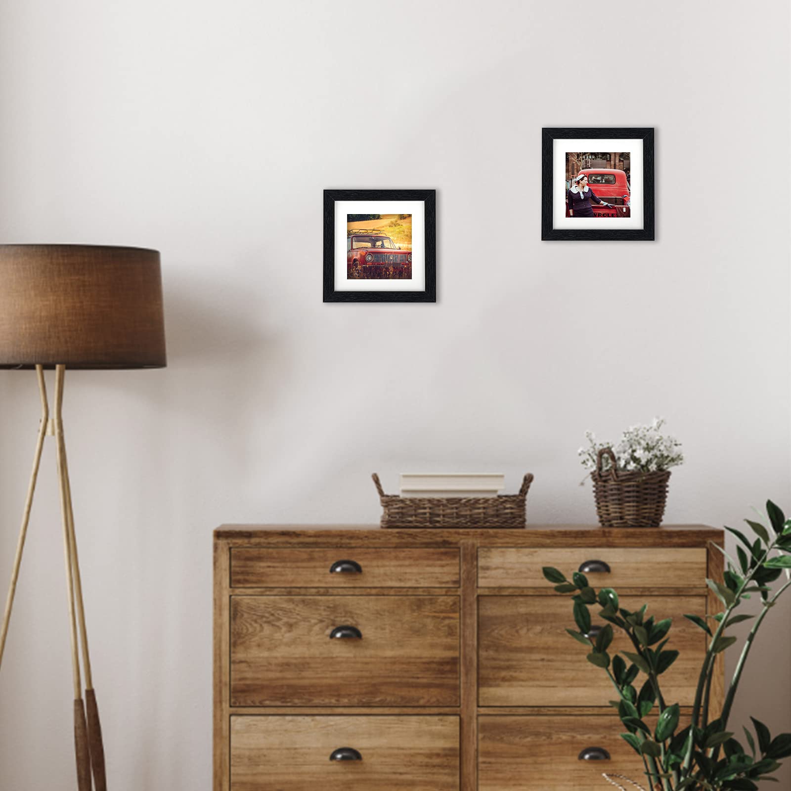 TOFOREVO 6x6 Picture Frames Set of 6 Black Wood Grain Photo Frame for Gallery Wall Mounting or Tabletop Display