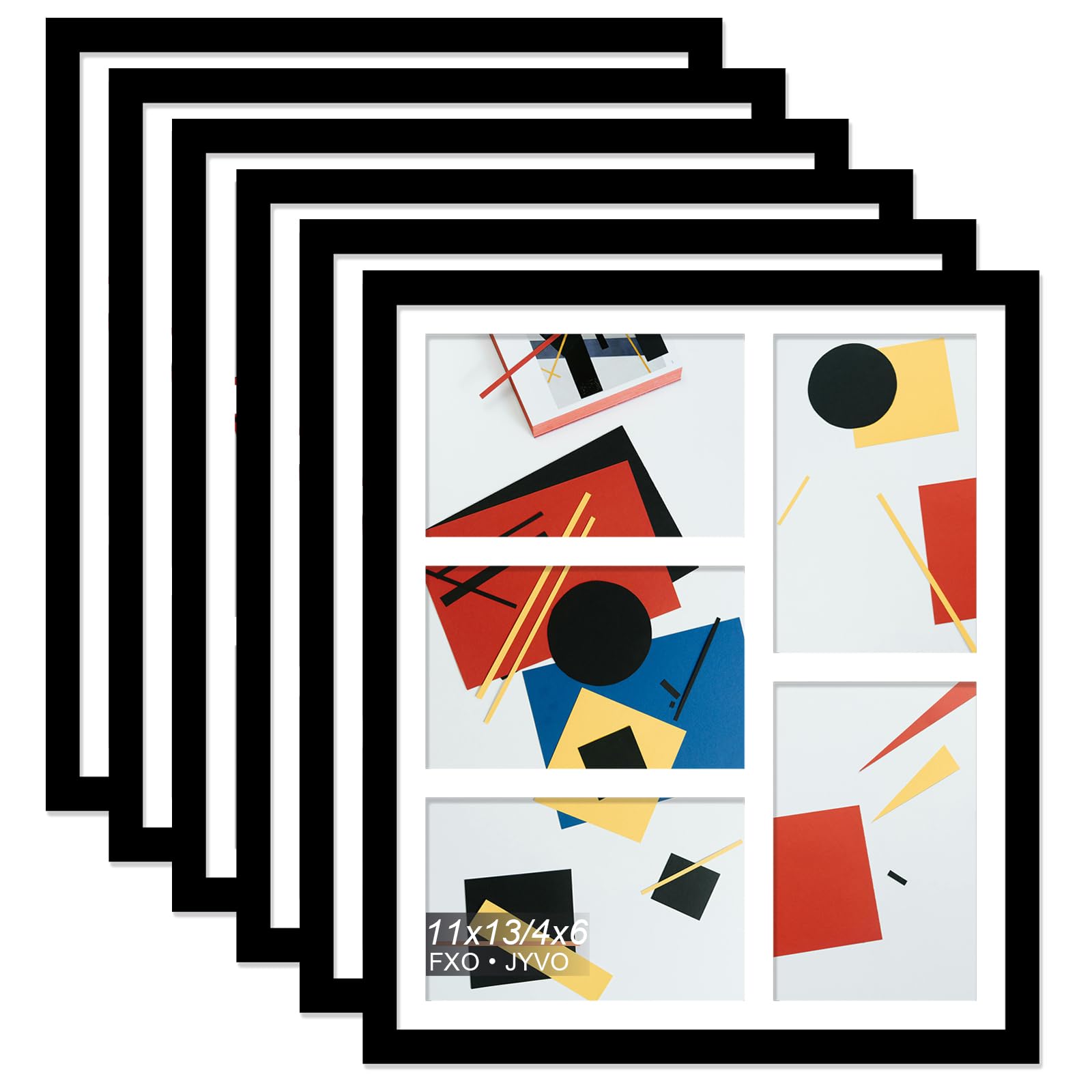 Fxojyvo 4x6 Picture Frame Collage Set of 6, Display 5 4x6 Picture Collage or 11x13 Photo Only Without Mat, Light Weight and High