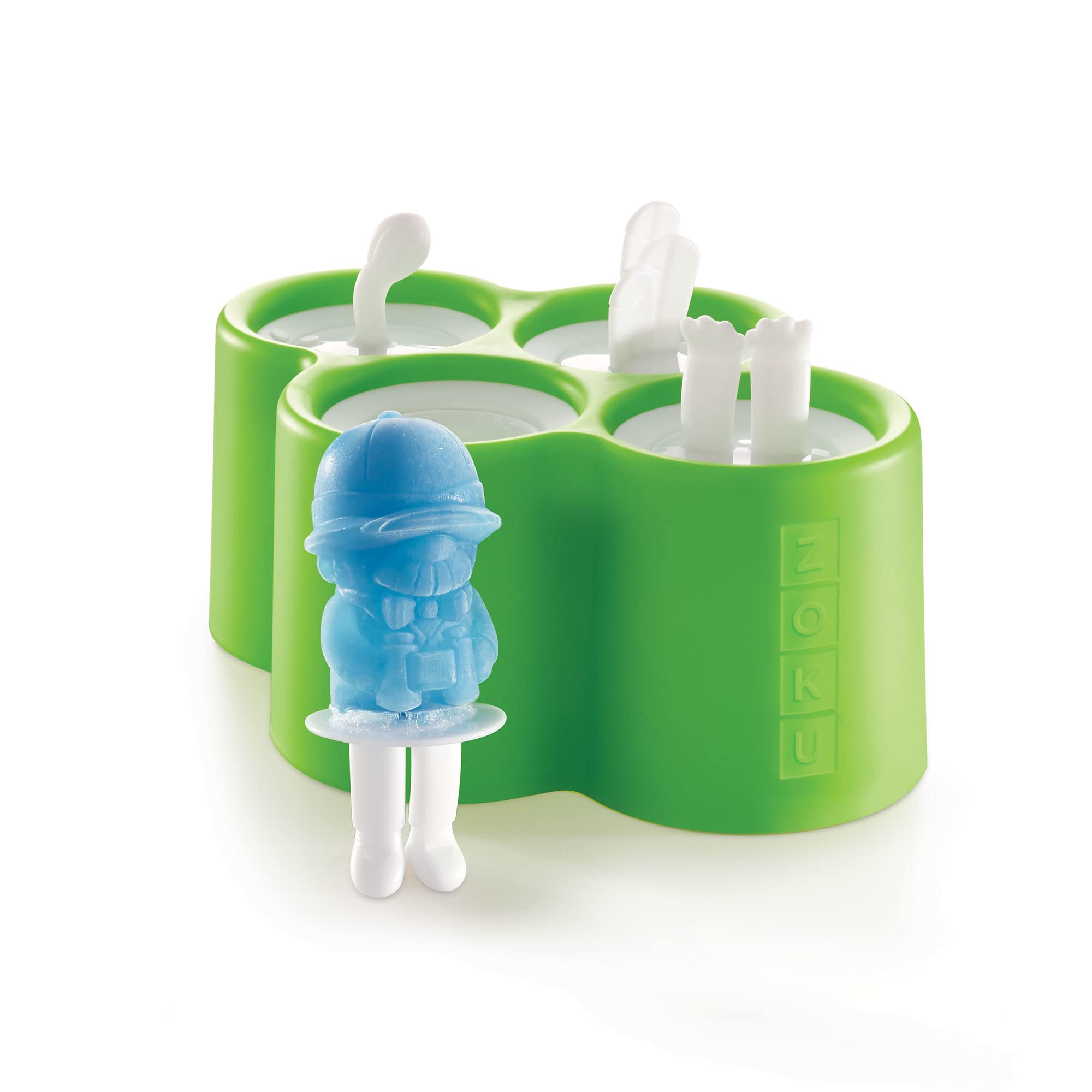 Zoku Safari Pop Molds, 4 Different Easy-Release Silicone Popsicle Molds In One Tray, Fun Jungle-Inspired Designs, Bpa-Free
