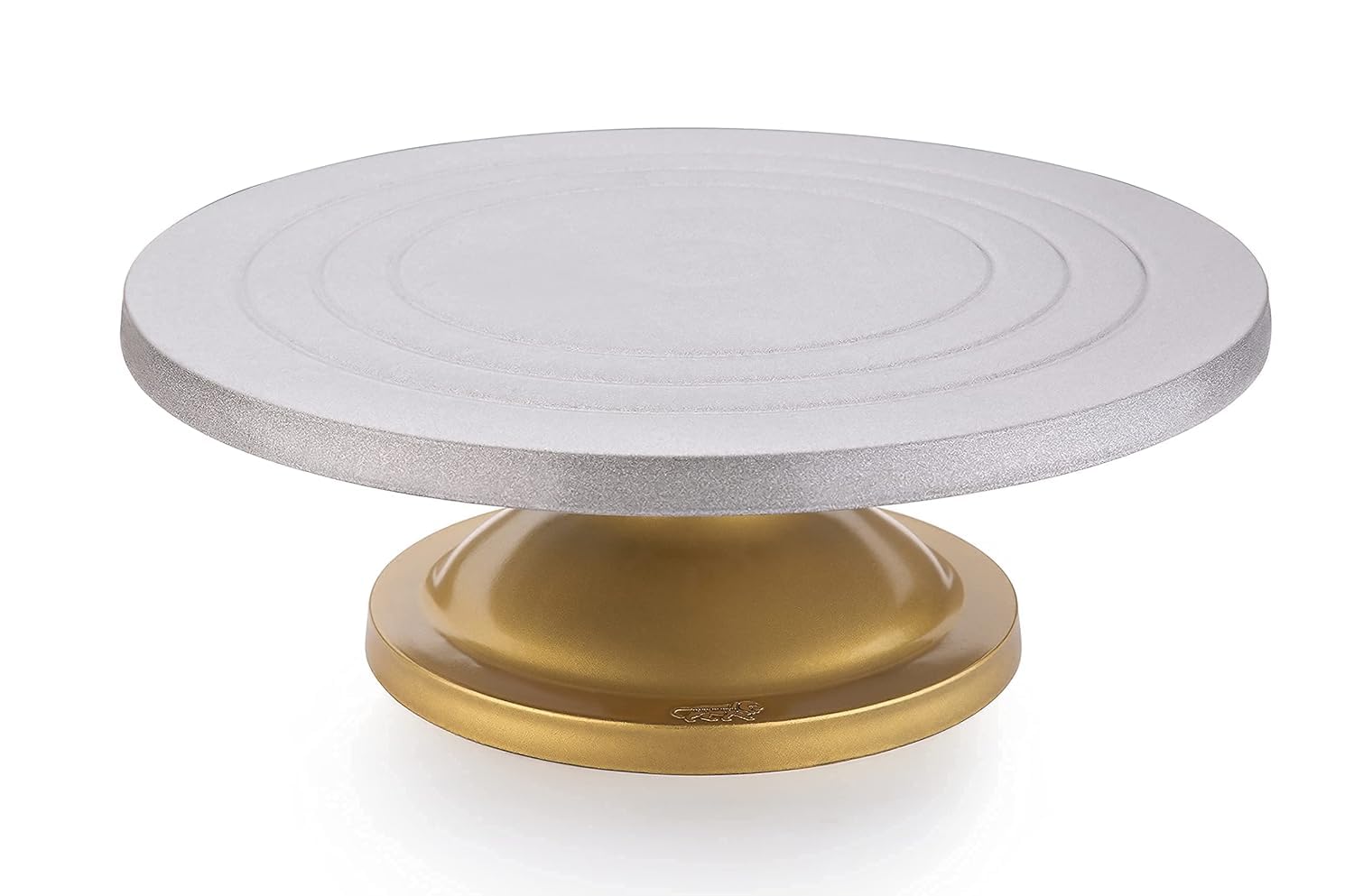 Cake Decorating And Icing Turntable/Serving Stand, 360 Smooth Rotating Cake Stand, Silver Top & Golden Bottom, 12 Inch (30 Cm) D