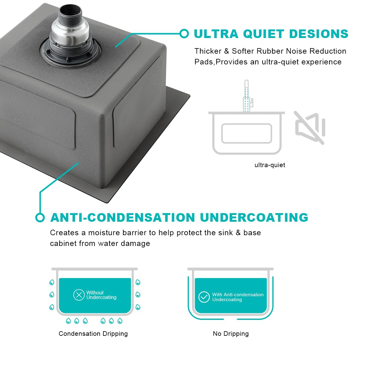 20-Inch Drop In Kitchen Sink, Tsibomu Stainless Steel Single Bowl Small Kitchen Sink Brushed Nickel,D20''Xw16''Xh9''