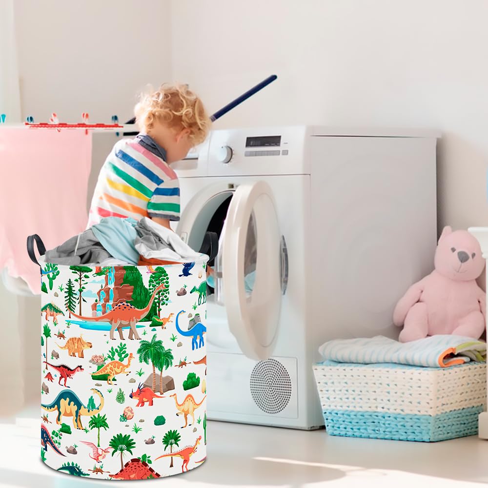Clocor Large Laundry Basket,Waterproof Nursery Hamper,Collapsible Fabric Storage Container,Room Decor,Gift Basket(Ancient Dinosa