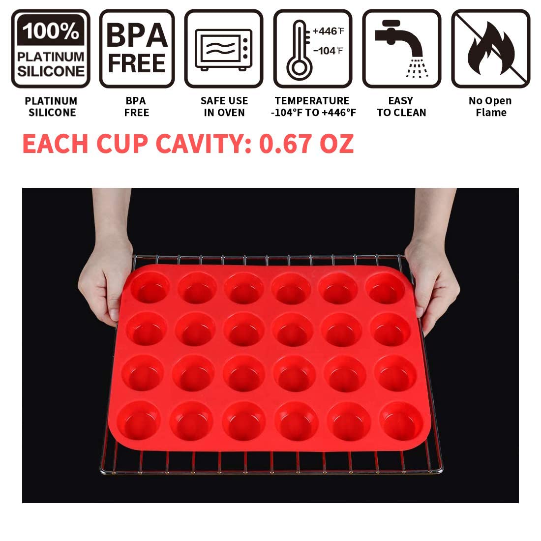 Mini Muffin &Cupcake Set, 24 Cups 2-Pieces, Nonstick Silicone Baking Pan, Bpa Free And Dishwasher Safe, Great For Making Muffin