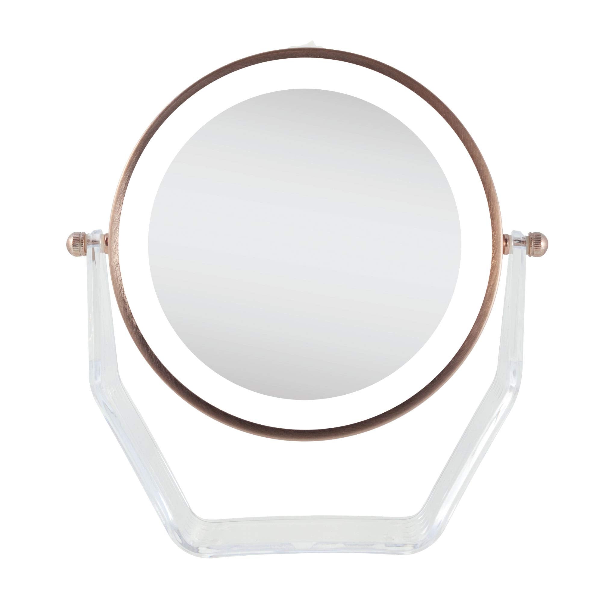 Zadro Led Lighted 8X/1X Magnification Two-Sided Swivel Acrylic Base Vanity Makeup Mirror For Bedroom, Bathroom And Tabletop In R