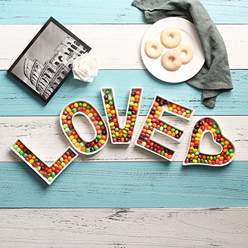 Coffeezone Small Porcelain Candy Dishes for LOVE Wedding Gift or Party Decoration (Letter L)