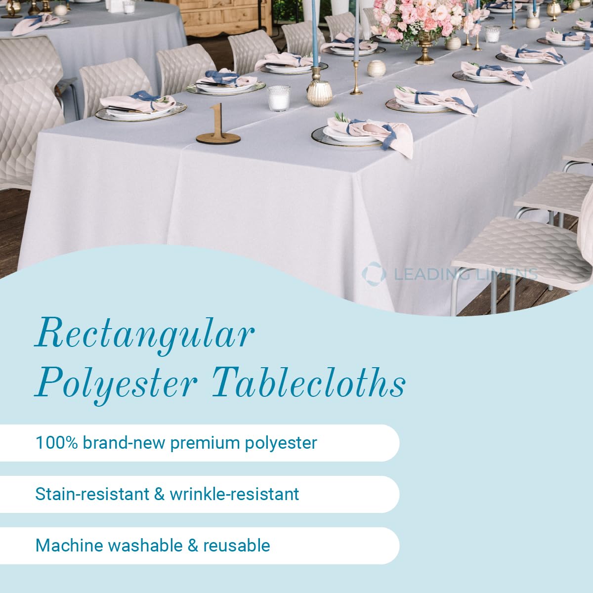 Sparkles Make It Special Leading Linens 90'' X 156'' Inch Rectangular Polyester Cloth Fabric Linen Tablecloth - Wedding Receptio