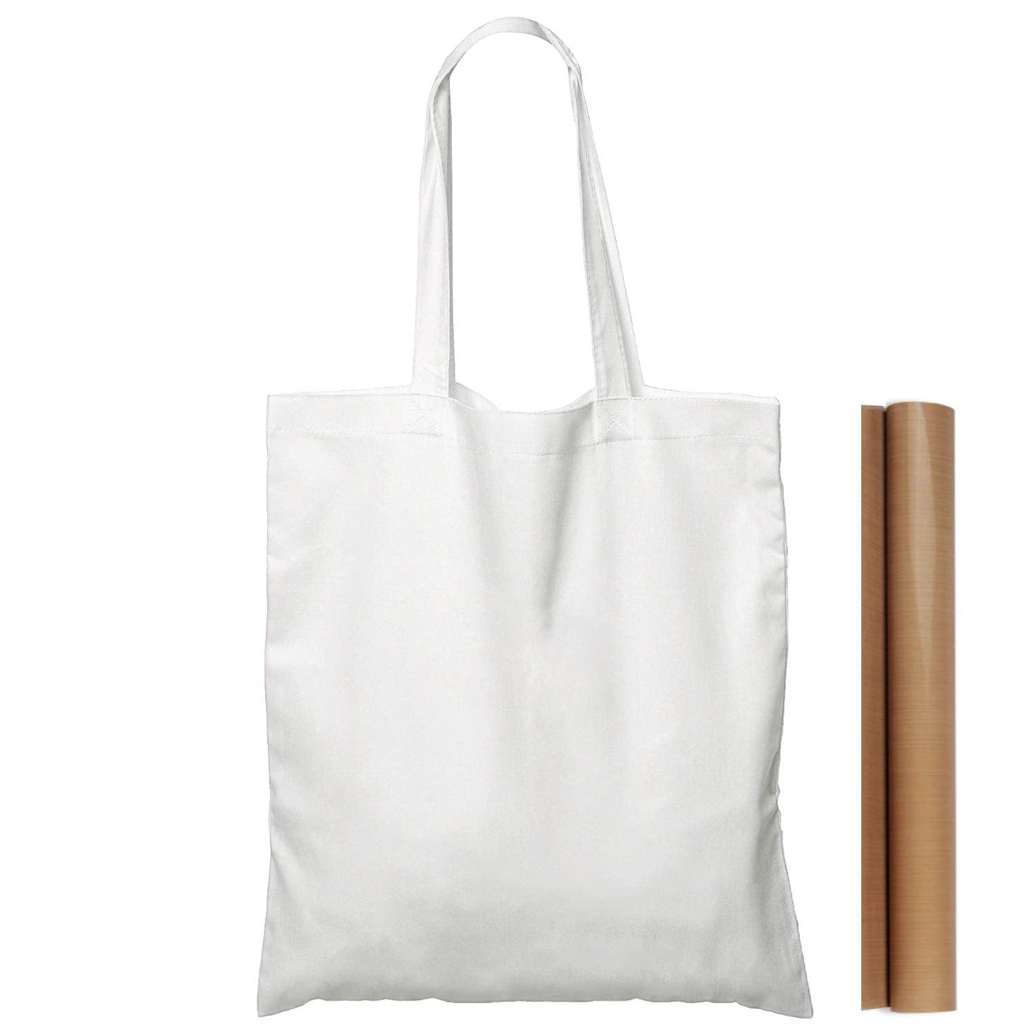 Npbag 15 Pack 15'' X 16'' White Cotton Tote Bags, Lightweight Blank Bulk Cloth Bags With 1Pc Of Ptfe Teflon Sheet