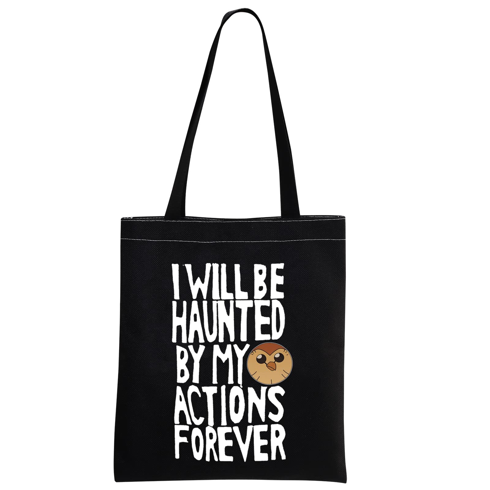 Mnigiu The Owl House Inspired Hooty Tote Bag I Will Be Haunted By My Actions Forever The Owl House Hooty Fan Gift (Black)