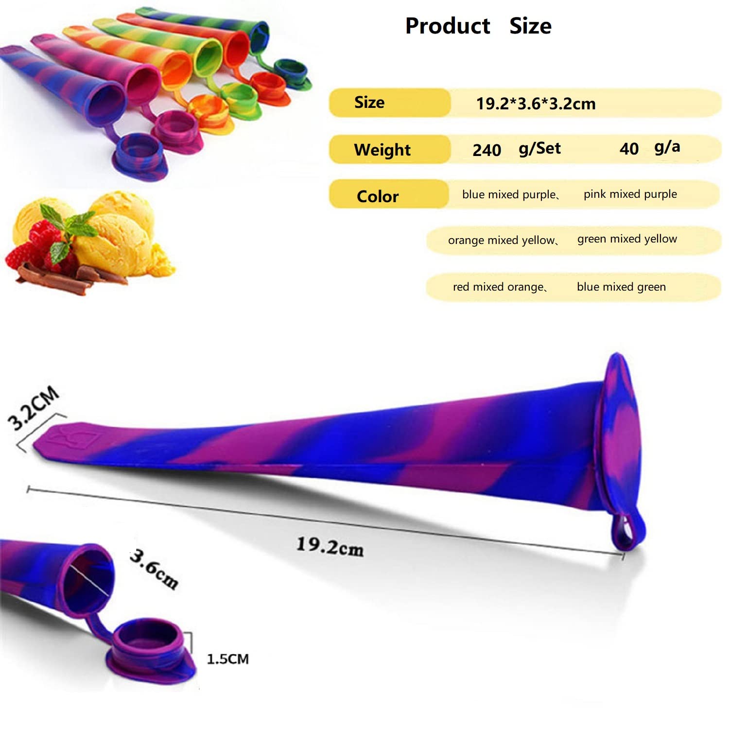 6Pcs Popsicles Molds,Reusable Baby Silicone Popsicle Molds Multi Colors Ice Cream Mold Tray Ice Froze With Lids For Diy Popsicle