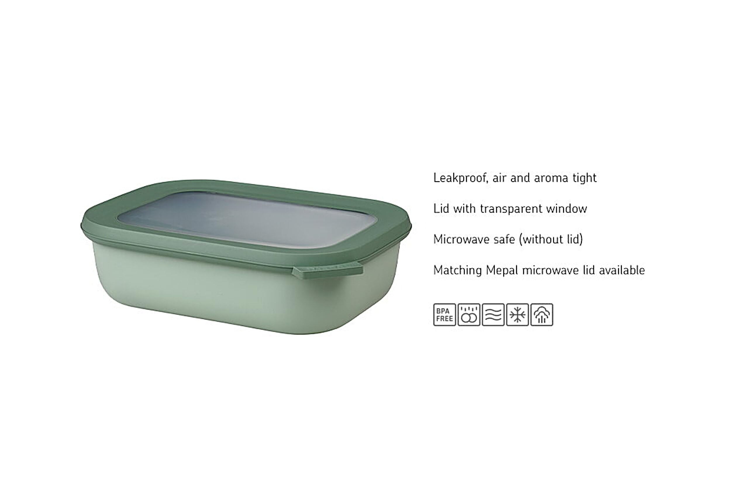 Mepal Cirqula Multi Bowl Rectangular 2000 ml Nordic Blue-Food Storage Box-Stackable-Dishwasher Safe