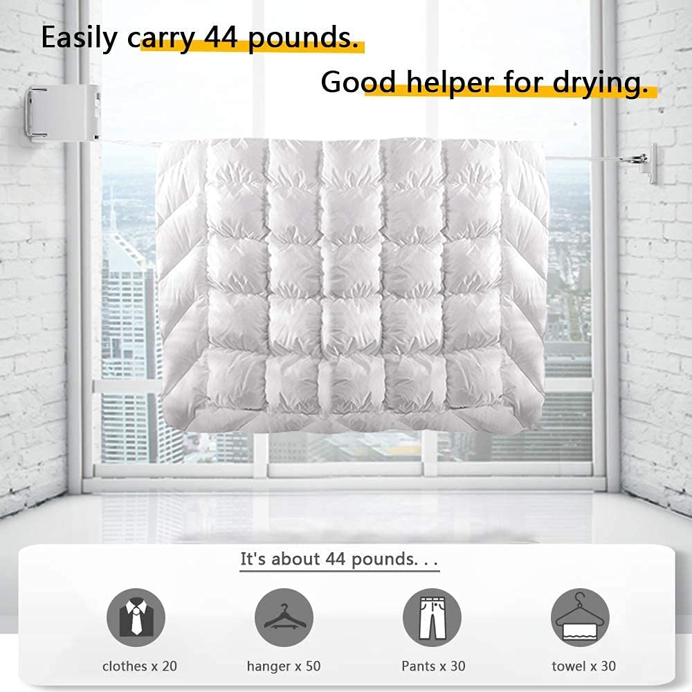 Abhilwy Retractable Clothesline Clothes Line Retracting Outdoor/Indoor, Heavy Duty Adjustable Drying Rope Wire Dryer Widened Bel