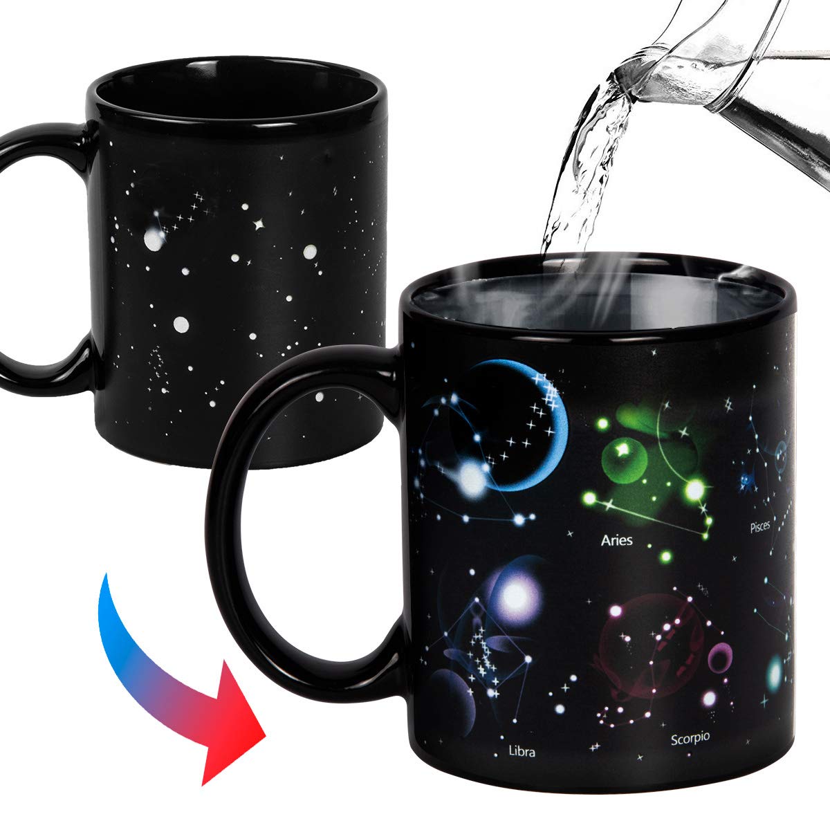 Kmiles Heat Changing Constellation Mug Colour Changing Mug Magical Coffee Mug Tea Cup 12 Ounce - Novelty for Xmas Funny Gifts