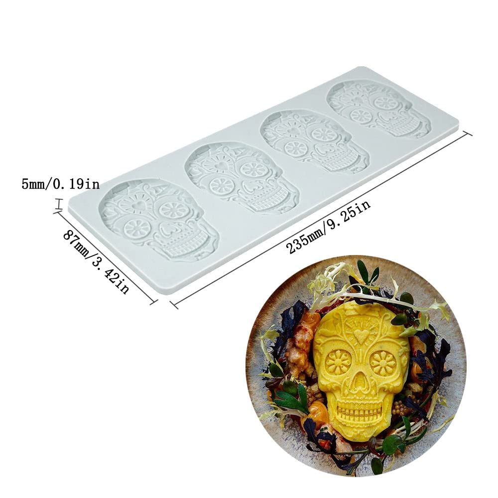 Cestony Halloween Skull Lace Embossing Mat Texture Fondant Impression Mat Decorating Silicone Molds For Diy Cake Biscuit Cookies