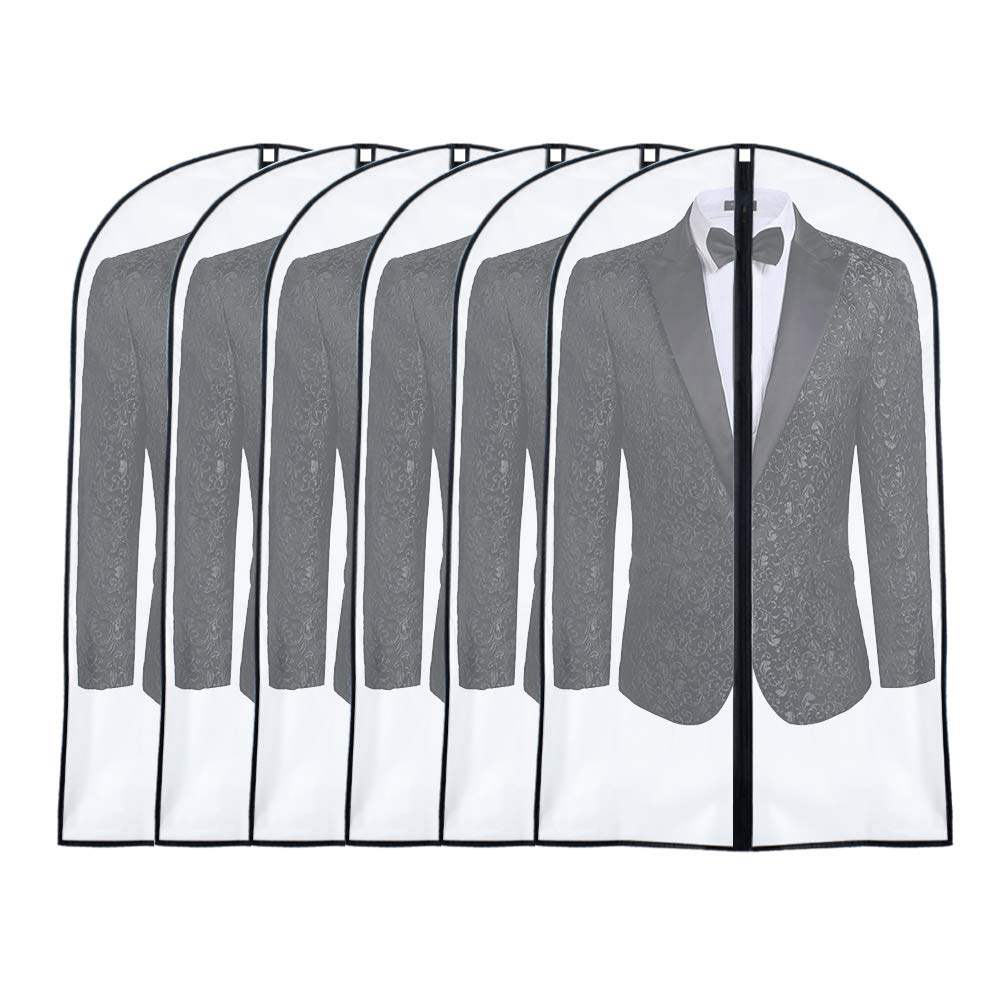 Hanging Garment Bags 24'' X 40 '' (Set Of 6) Lightweight Suit Bags Covers With Study Full Zipper For Storage Clothes And Travel
