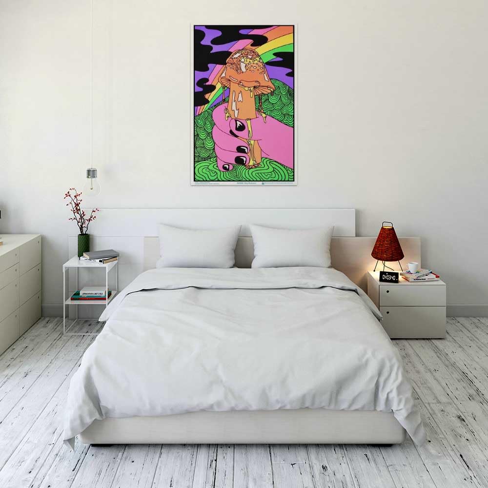 Sexy Mushroom (By Audrey Herbertson) Blacklight Poster - Authentic Blacklight-Reactive Flocked Material - 23'' X 35''