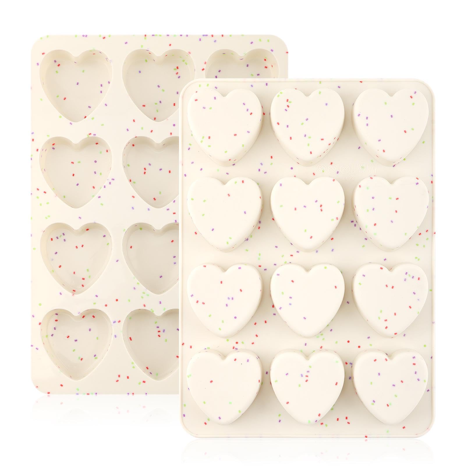 DiQiRenQin Heart Shaped Silicone Mold, Egg Bite Mold 2 Pack