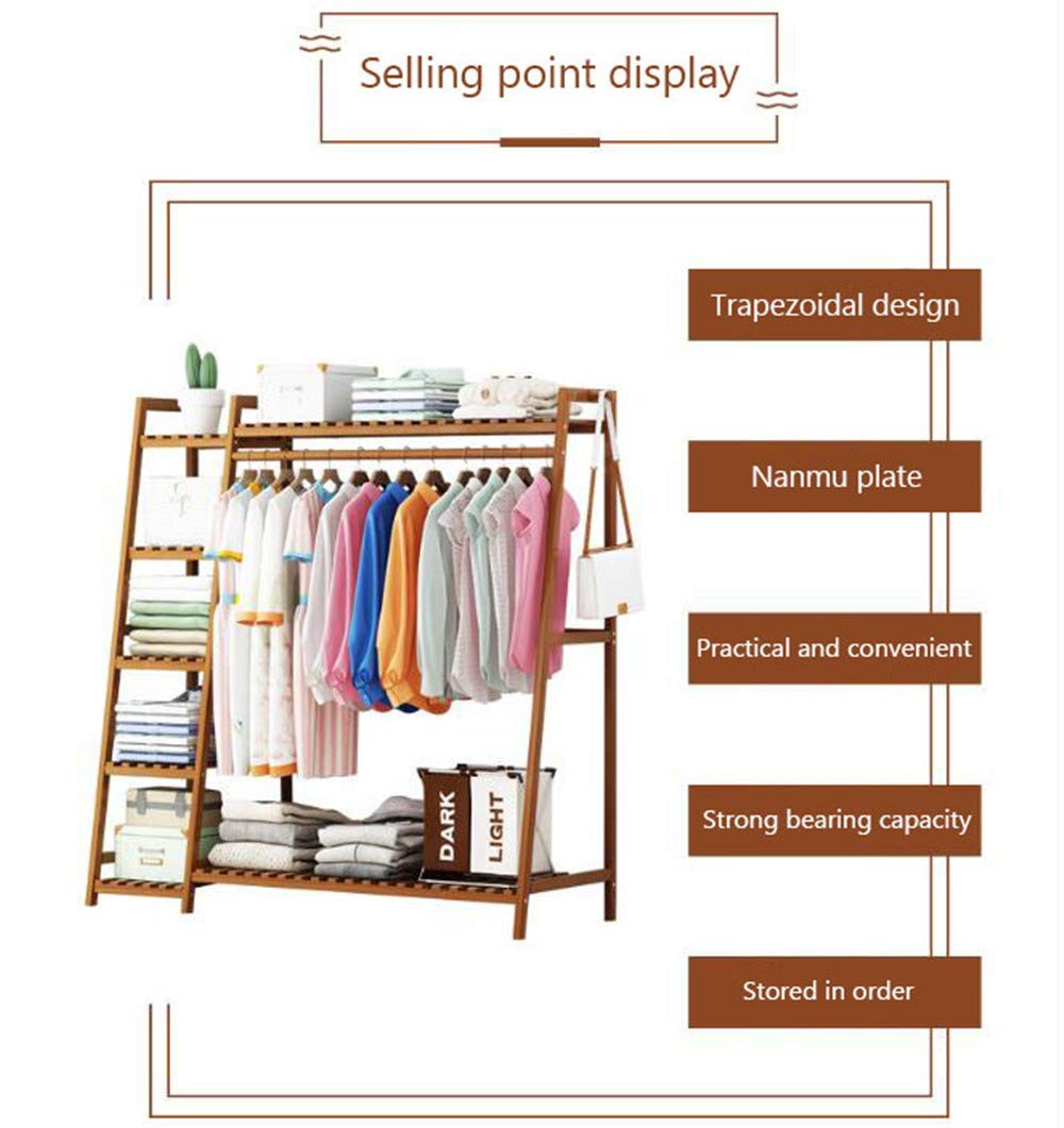 Leopax Bamboo Coat/Clothing/Garment Rack/Freestanding Storage With 5-Tier Shelf (110 X 40 X 140Cm, Natural)