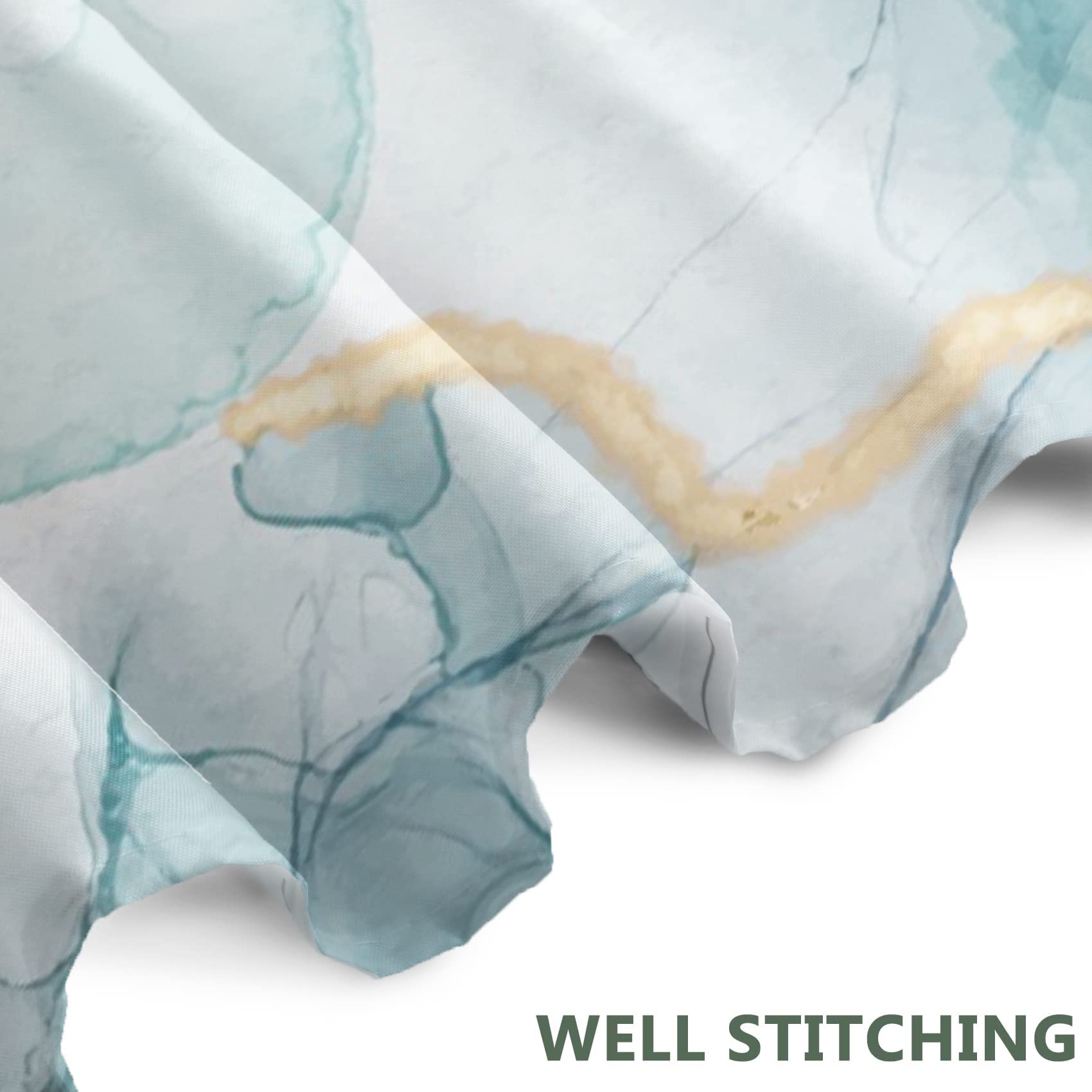 Awert Teal Marble Shower Curtain For Bathroom Waterproof Quick-Drying Modern Abstract Shower Curtain Set With Hooks 60X72 Inch