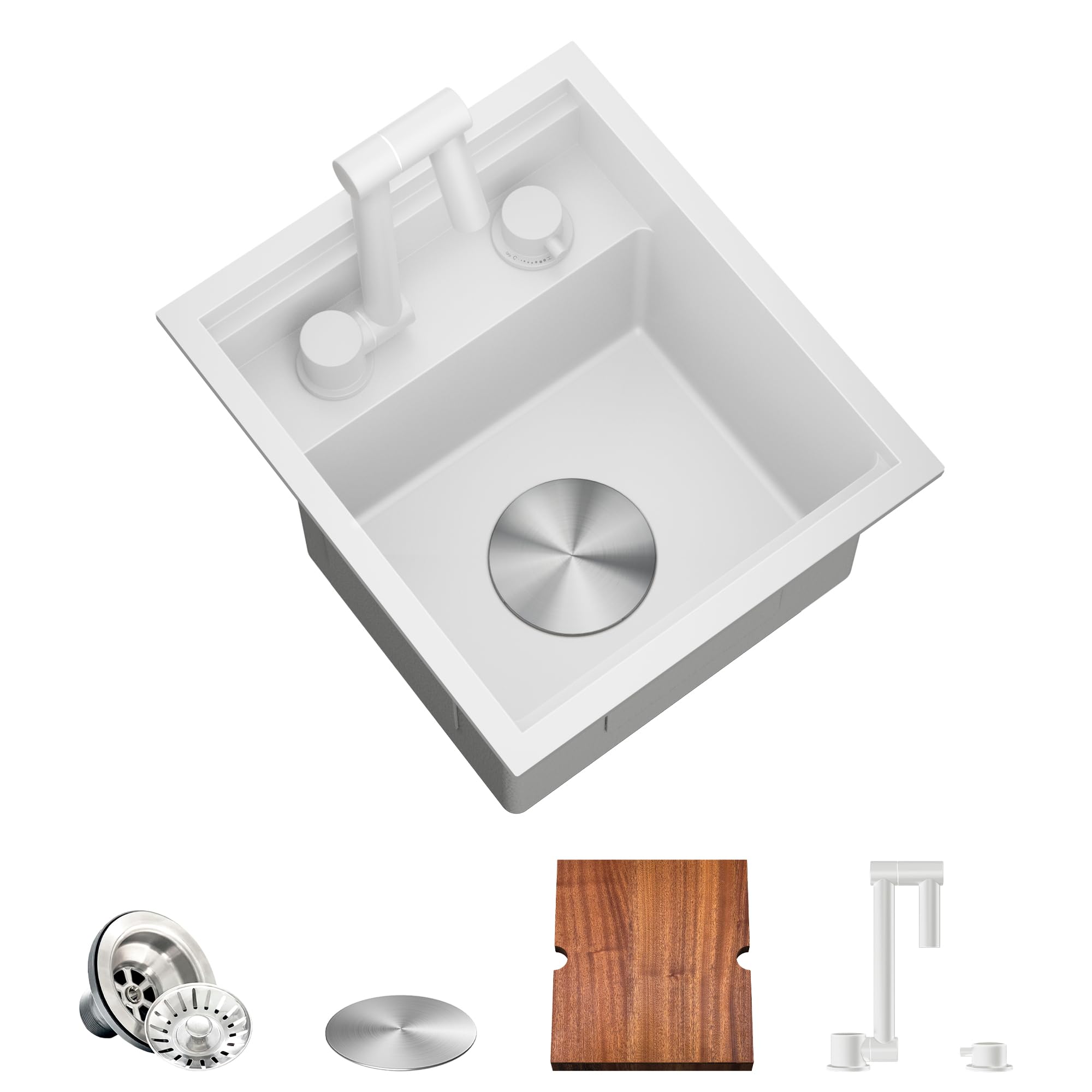 Torva Rv Kitchen Sink, 13 X 15 X 9 Inch Undermount Bar Sink 16 Gauge Stainless Steel Single Bowl Sink With Foldable Faucet Cutti