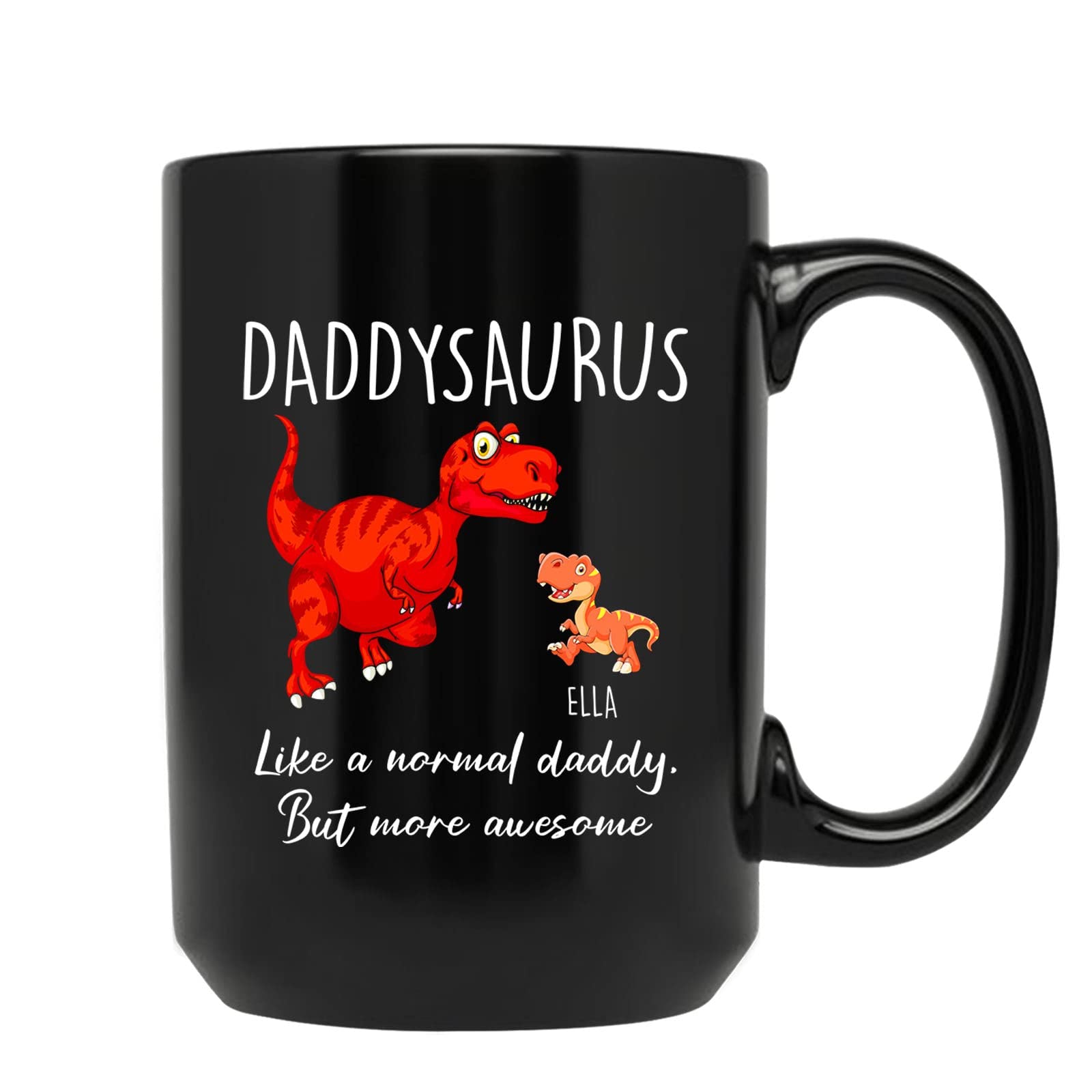 Papa Dinosaur Coffee Mug, Custom Grandkid Name Mug, Personalized Daddysaurus Mug, Gifts For Daddy, Papa, Dinosaur Lover, Gift fr