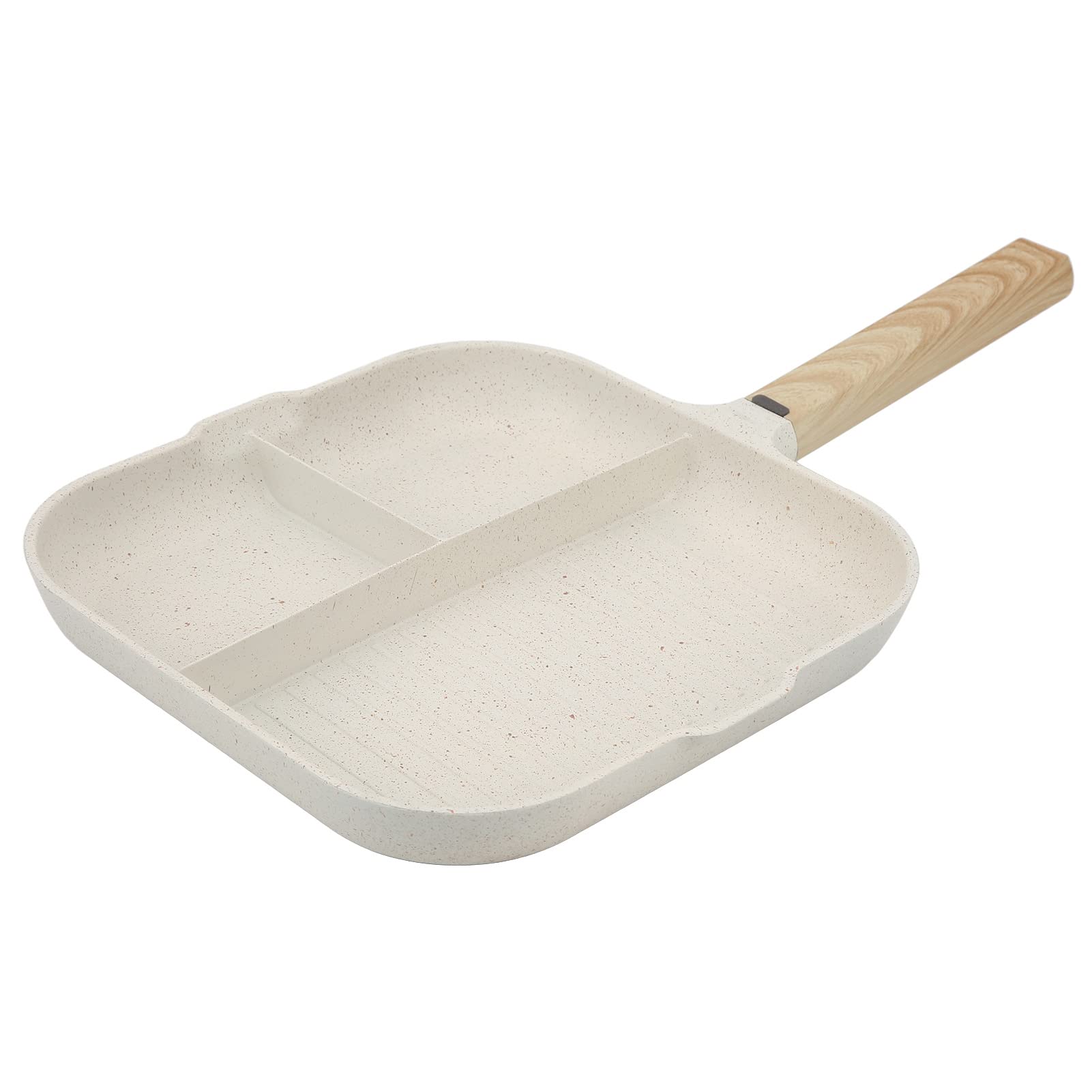 Zerodis 3 In 1 Frying Pan, Aluminum Alloy Partitioned Non Stick 3 Section Divided Breakfast Pan Grill Pan Partitioned Multifunct