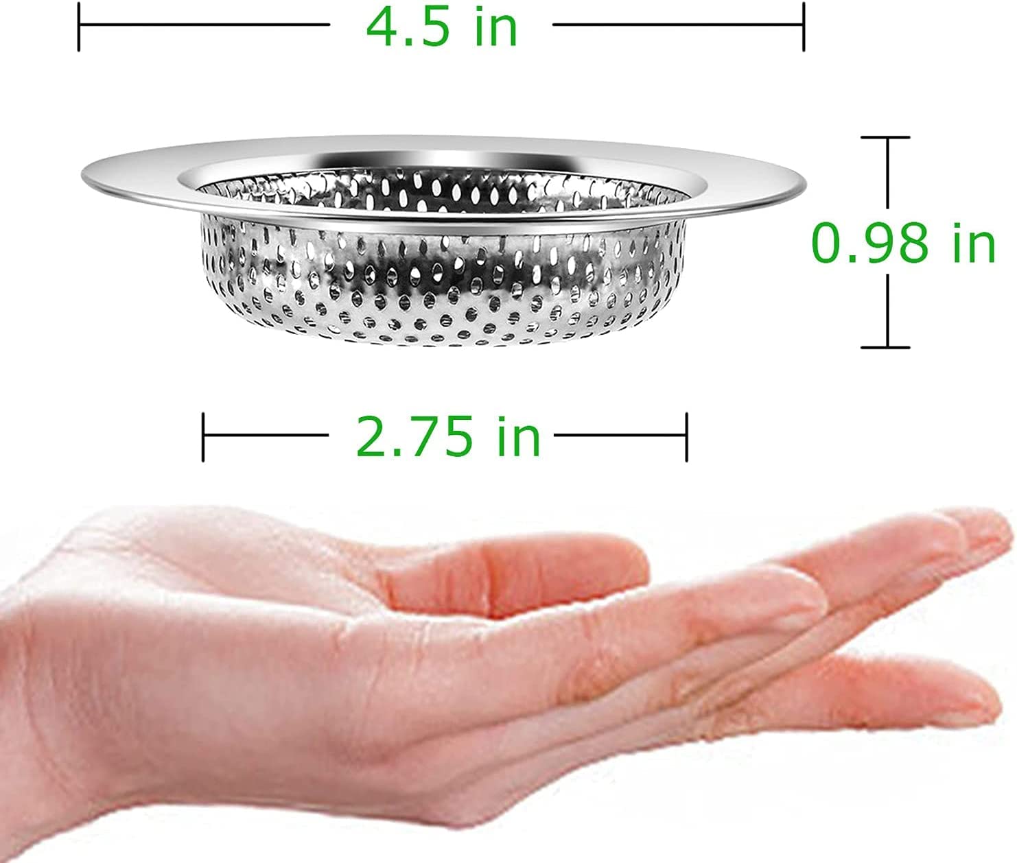 Vip Home Essentials Stainless Steel Sink Strainer Set- 5 Pieces, Fits Most Kitchen, Bathroom Sinks, Shower Drains