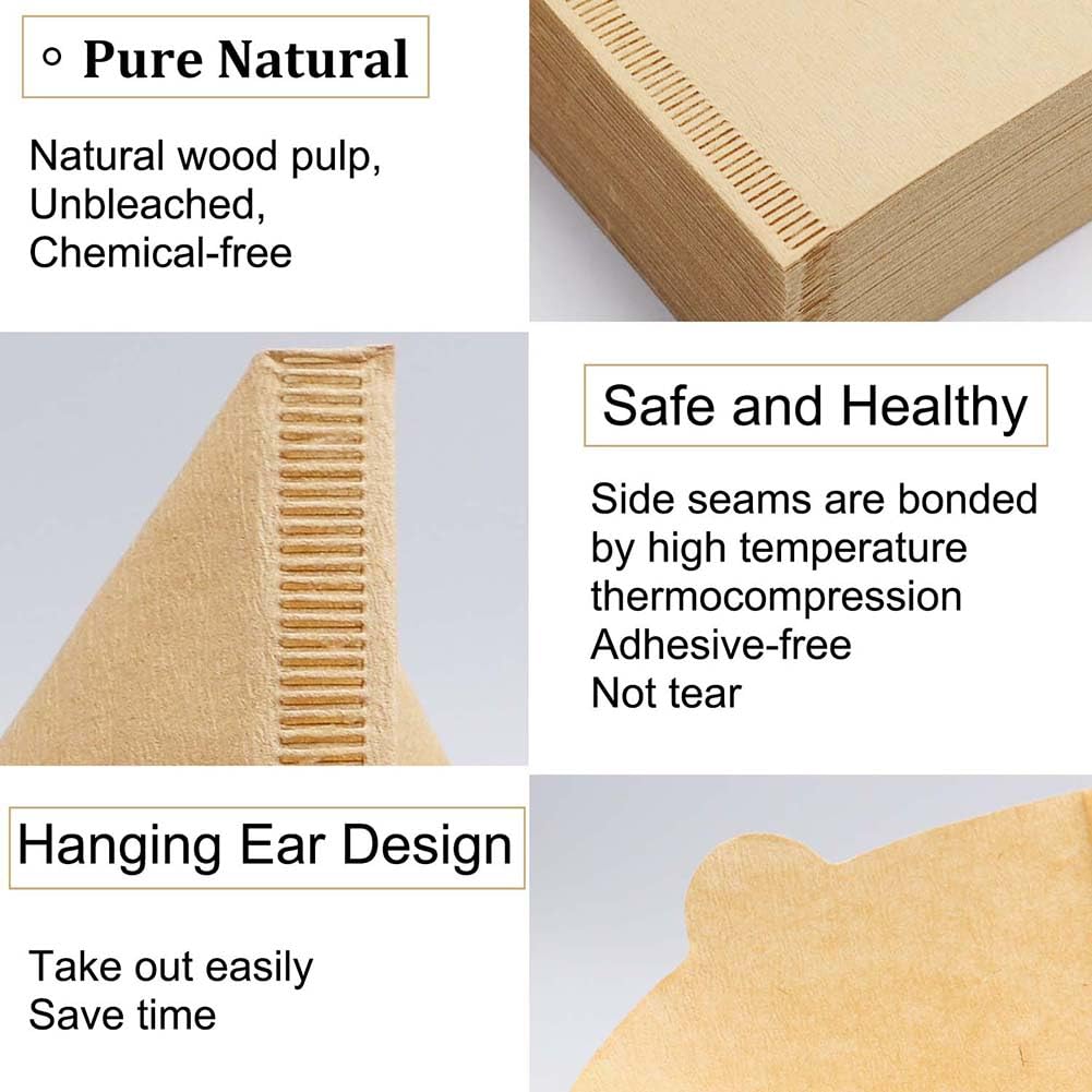 Cone Coffee Filters Size 02, 200 Count 1-4 Cups Unbleached Natural Brown V02 Disposable Coffee Filter Paper, Compatible With V60