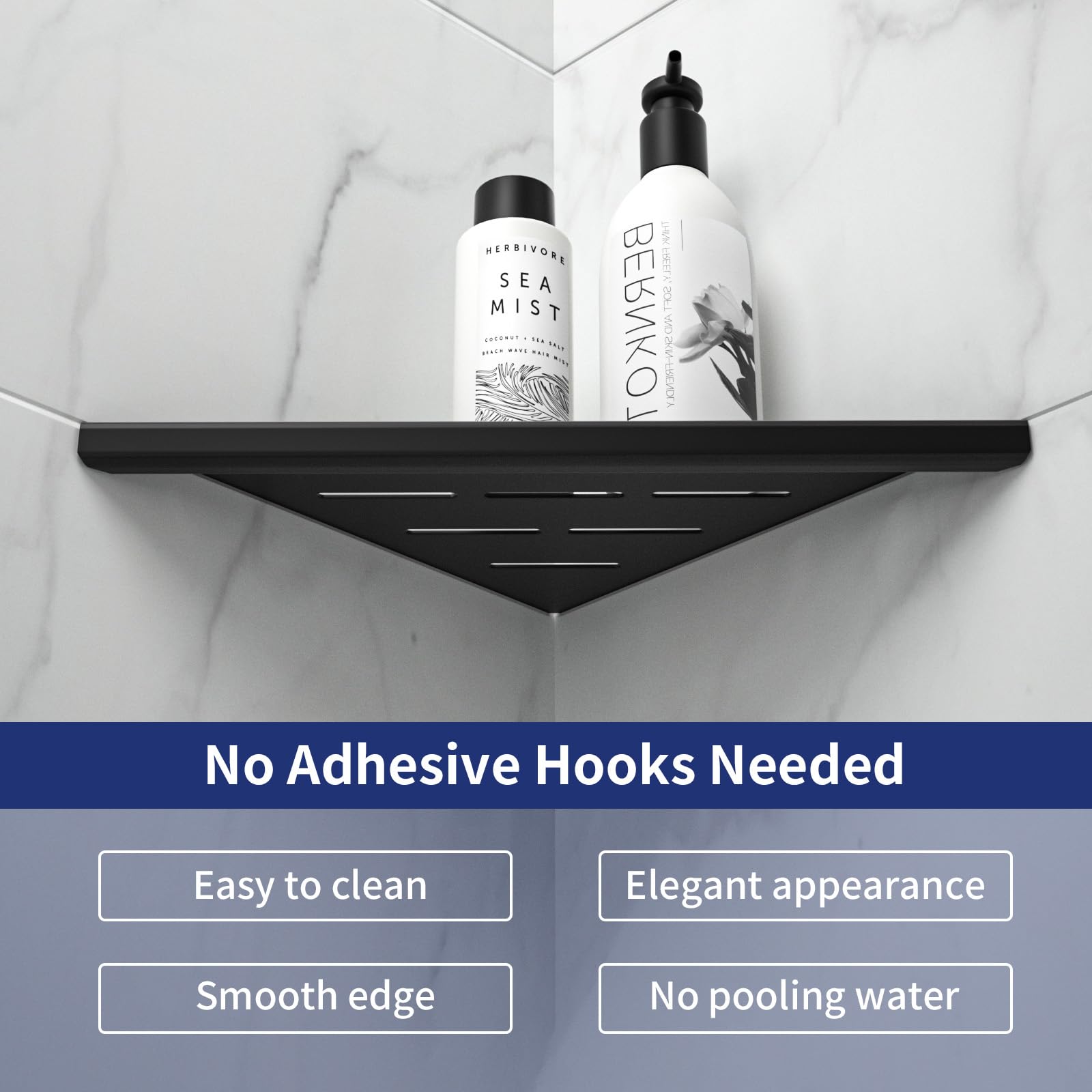 Bernkot 8'' Corner Shower Shelf 2Pcs, 304 Stainless Steel Bathroom Shelves For Tiled Wall, Grout In Shelf Rack, No Drilling Need