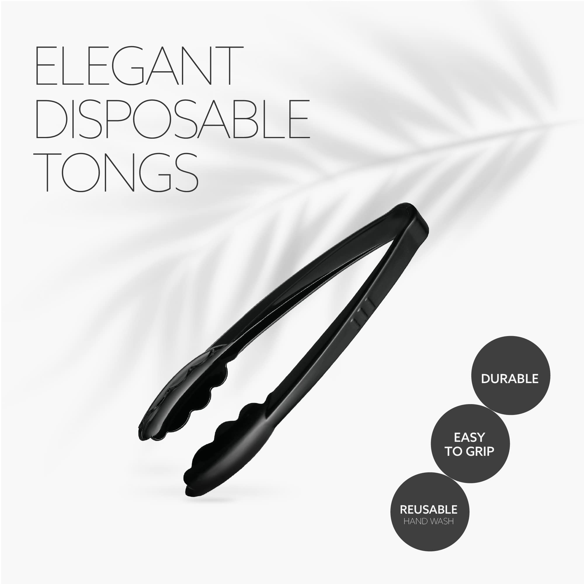 [Black Tongs 7.5'' Inches] Plasticpro 7.5'' Serving Tongs Heavy Duty Reusable Kitchen And Bbq Black Serving Tong For Party'S, Ca