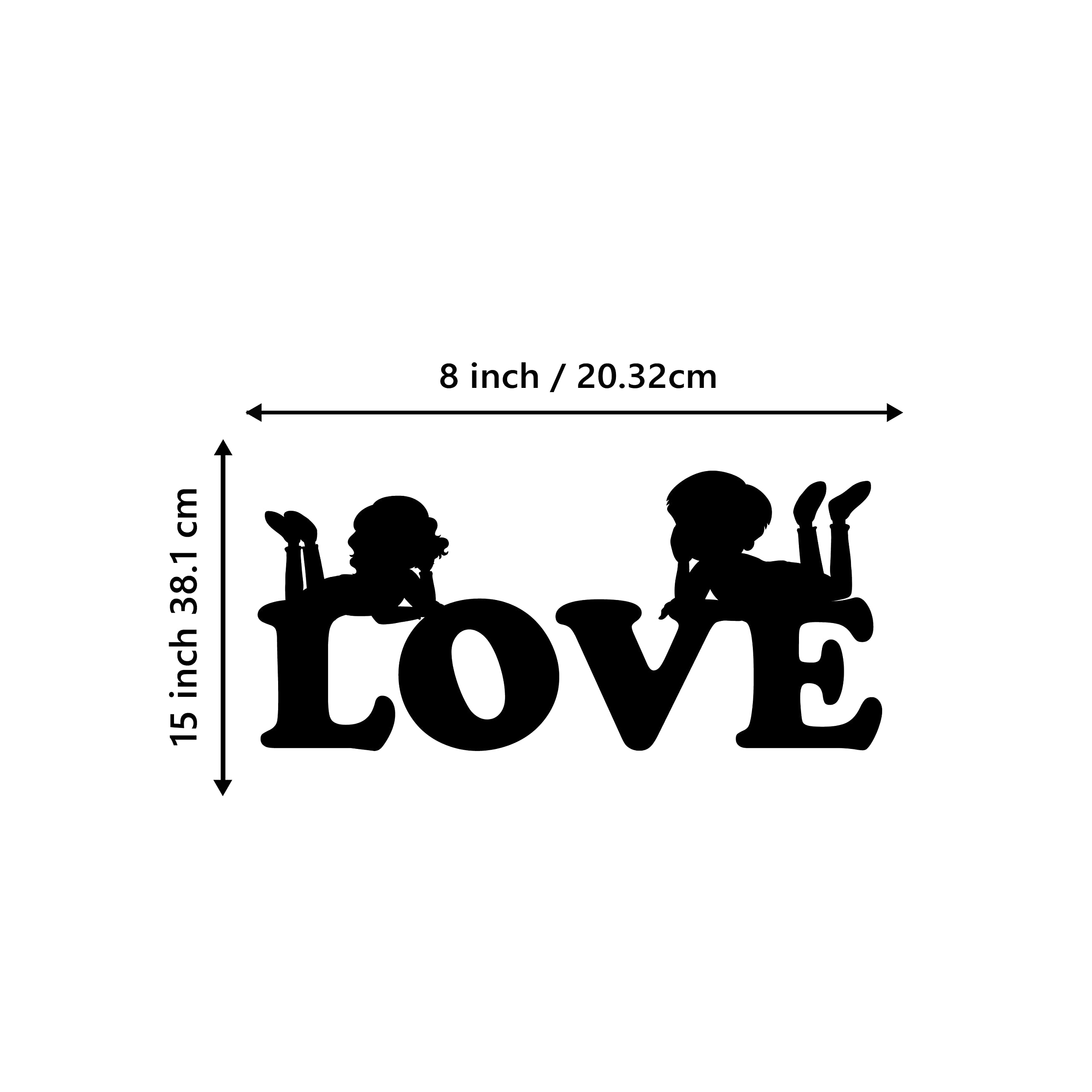 eCraftIndia Couple Love Black Engineered Wood Cutout Wall Art Decor - Romantic Minimalist Wall Decoration Item for Couples - Ide