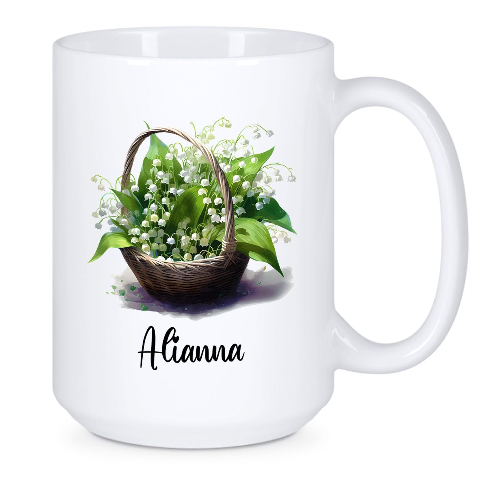 Lily Of The Valley Coffee Mug Gift, Personalized Name Lily Of The Valley Flowers Ceramic Cup Present, Customized Floral Tea Cup