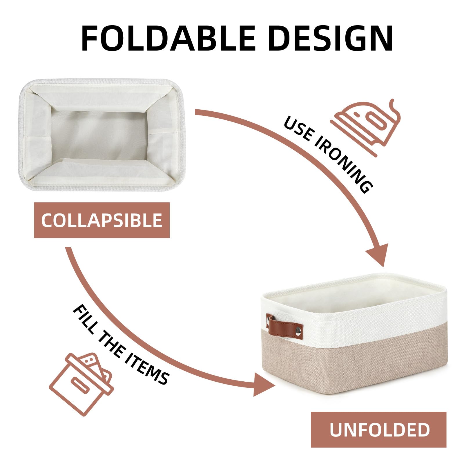 Dullemelo Small Storage Bins With Handles Set Of 2 Collapsible Storage Bins For Organizing 11.8X7.9X5.1 Inch Small Fabric Storag