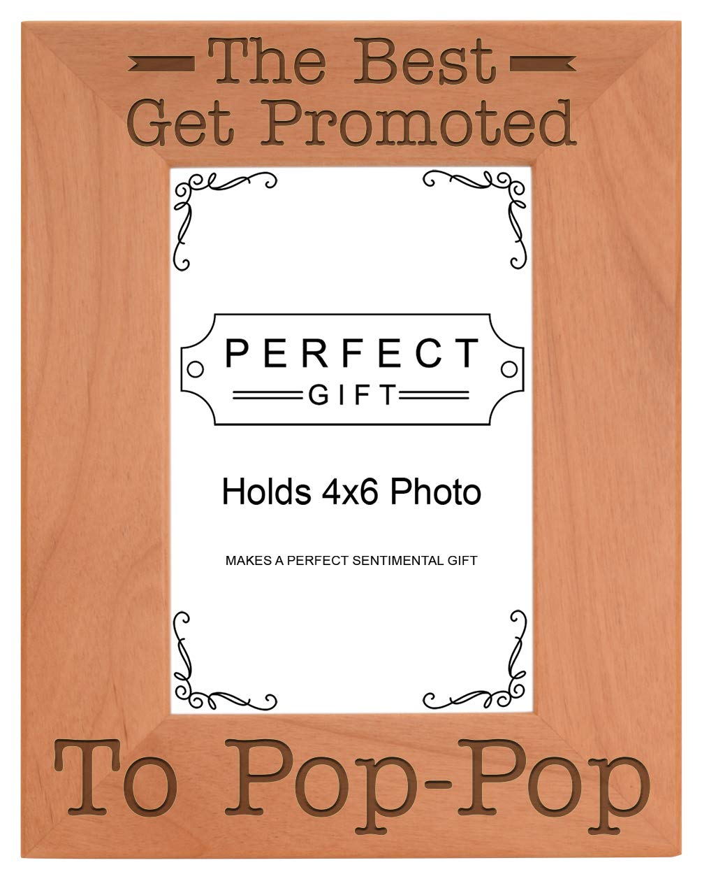 ThisWear Gift for Grandpa Best Get Promoted to Pop-Pop Natural Wood Engraved 4x6 Portrait Picture Frame Wood