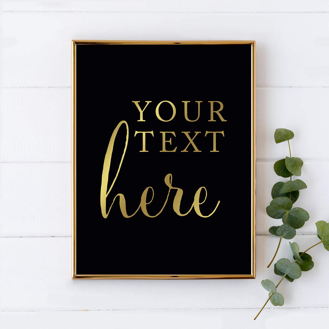 Andaz Press Fully Personalized Wedding Party Signs, Black And Metallic Gold Ink, 8.5X11-Inch Wall Art, Poster, Gift, Your Text H