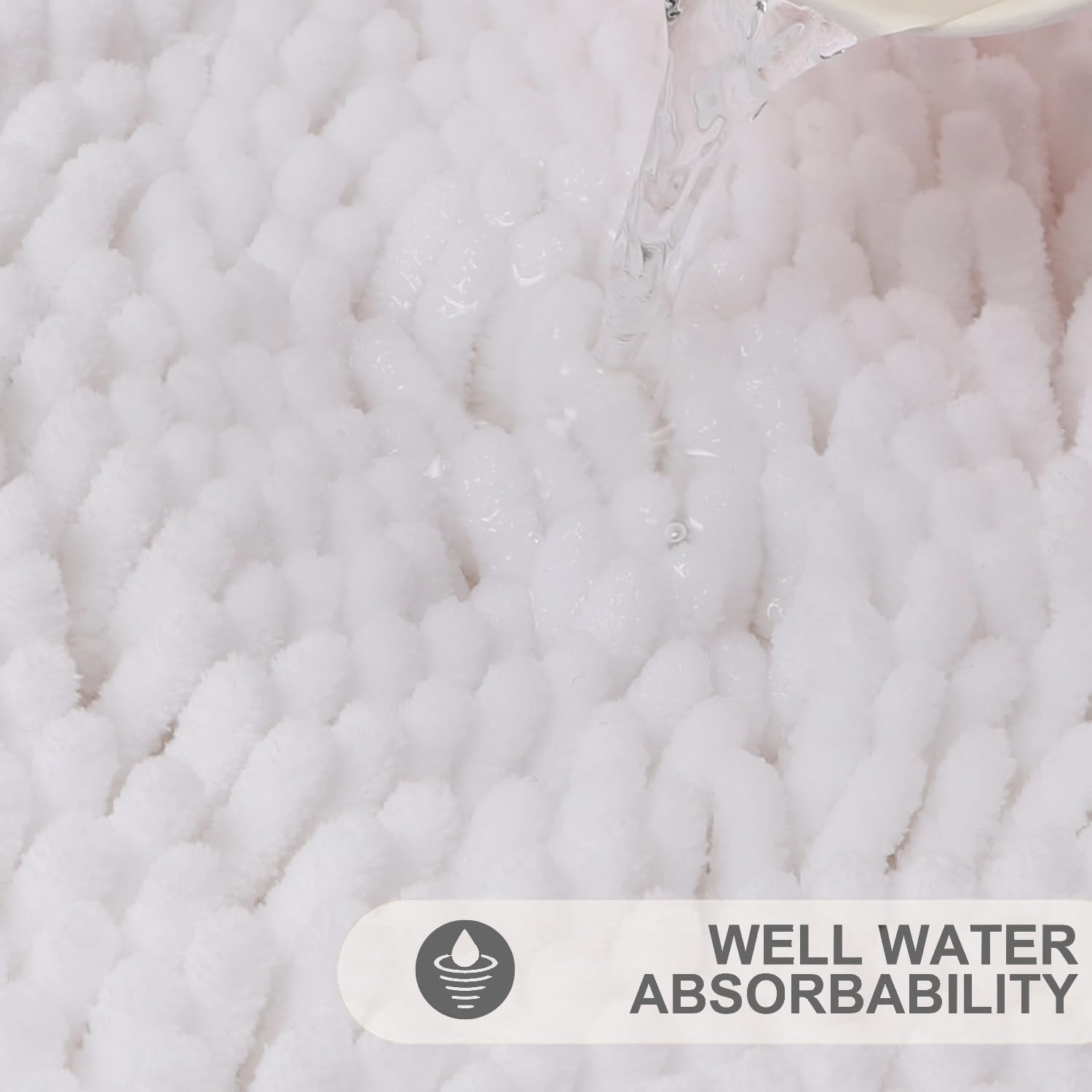 Bathroom Rugs Non Slip Chenille Long White Bathroom Runner With Rubber Backing, Fluffy Soft, Ultra Absorbent And Machine Washabl