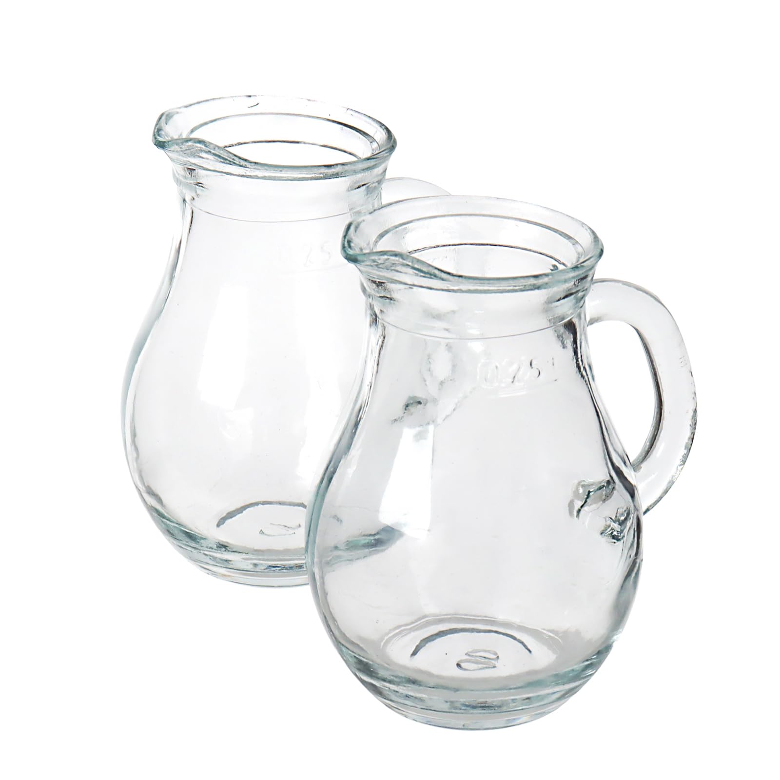 2 Pcs Classic Glass Creamer Pitcher With Handle 8.5 Oz Dgq Elegant Small Glass Pitcher Milk Pourer Glass Tea Pitcher Coffee Milk