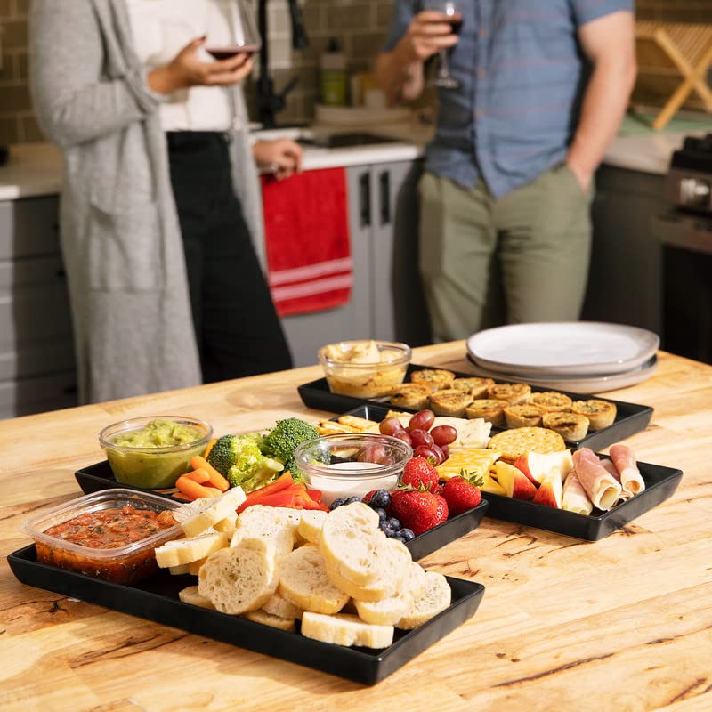 Home Beets Matte Black Ceramic Serving Platters (14 X 6 Inch Rectangle Plates) Serving Dishes For Entertaining, Food, Appetizers