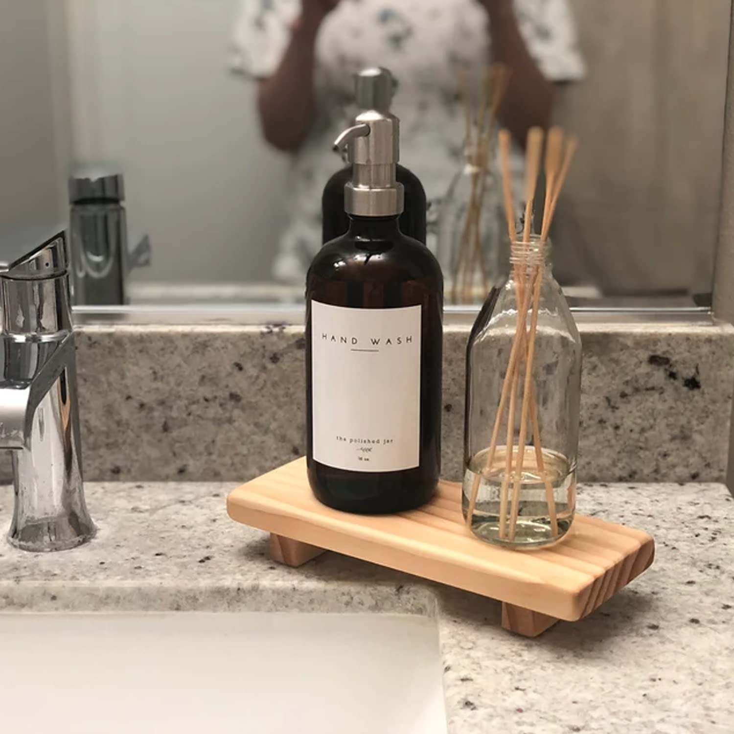 Wood Pedestal Soap Stand, Farmhouse Wood Riser, Soap Dish Holder Decor For Bathroom Kitchen, Soap Tray, Rustic Candle Plant Hold