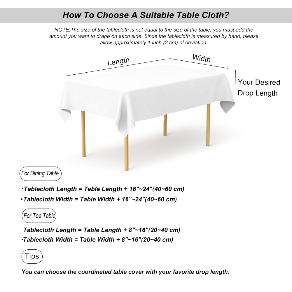 Meioro Tablecloth Cover Cotton Linen Rectangle Square Table Cloth,Washable Wrinkle Free Tablecloths For Kitchen Holiday Dinners