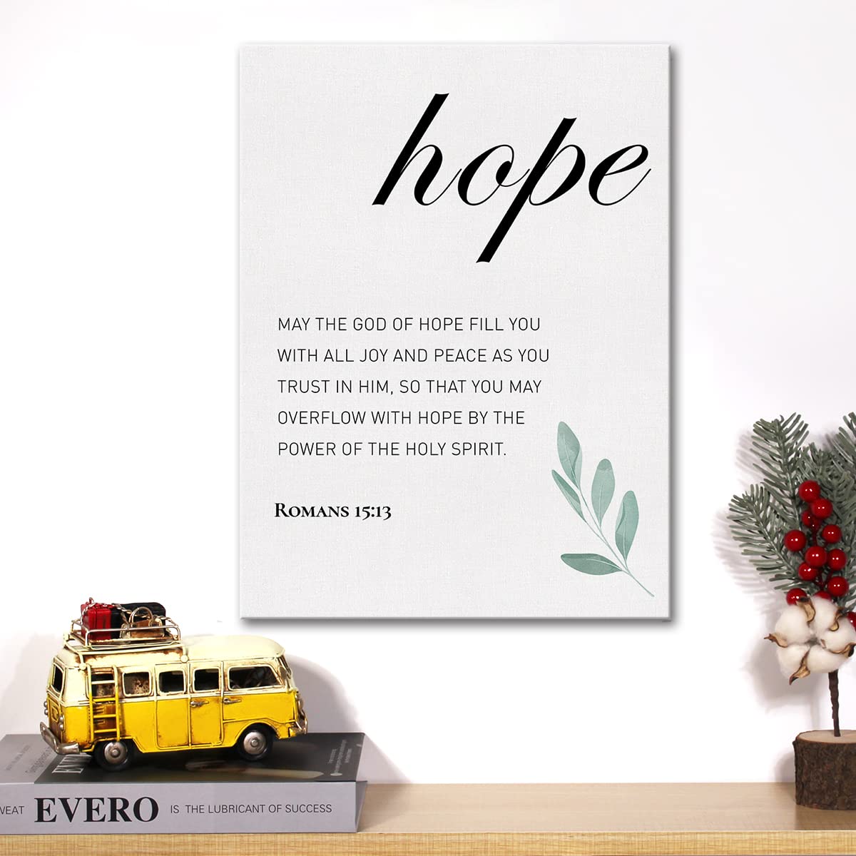 Christian Canvas Wall Art Romans 15:13 May the God of Hope Fill You with all Joy and Peace Canvas Print Positive Scripture Canva