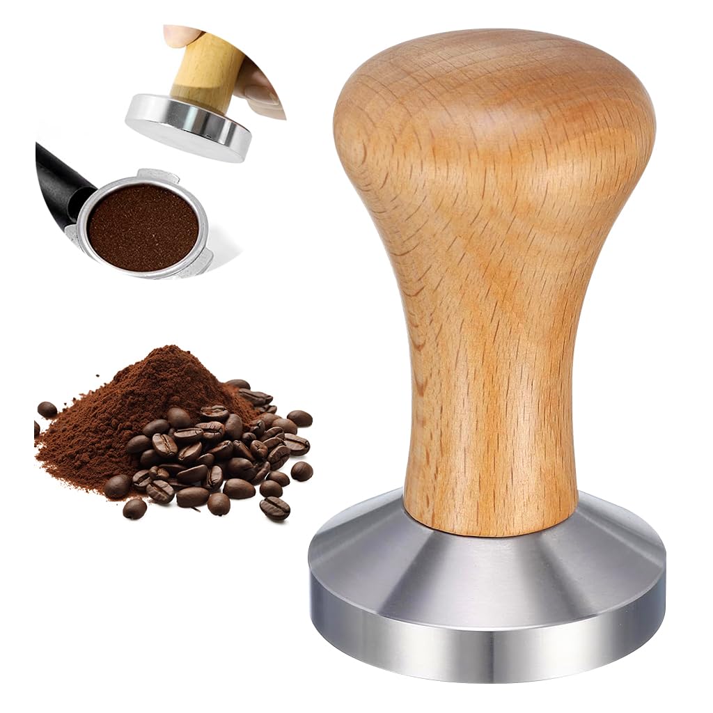 Supvox 58Mm Coffee Tamper Heavy Duty Stainless Steel Barista Coffee Tamper Elegant Solid Wooden Handle Espresso Espresso Accesso